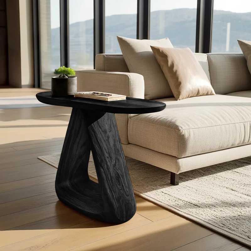 Spry Interior Mid Century Live Edge Side Table, Rustic Natural Solid Wood End Table and Accent Table for Living Room, SILDTTNSTA026