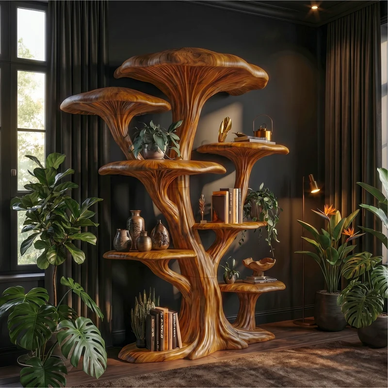 Modern Organic Mushroom Bookcase For Living Room And Bedroom SINLSATB729