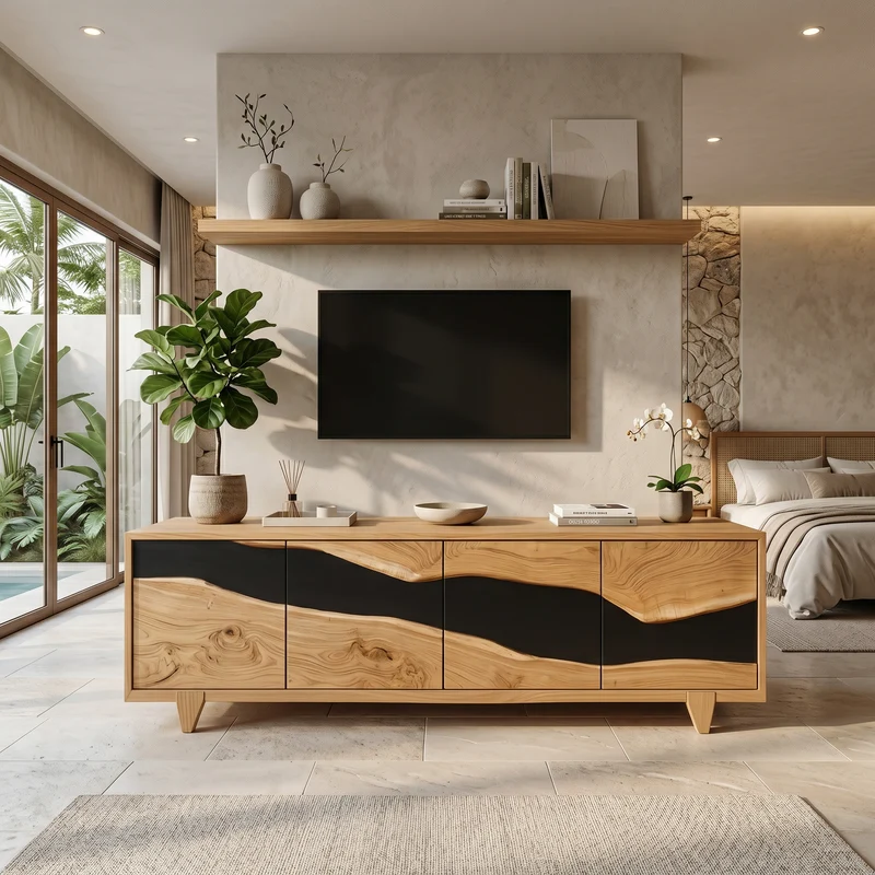 Spry Interior Farmhouse Solid Wood Media Console, Rustic Wooden TV Stand & Entertainment Center for Living Room Decor, SILDTTNTVC095