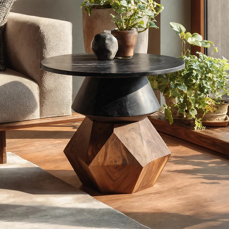 Spry Interior Mid Century Wooden Side Table, Solid Wood Accent End Table & Nightstand for Living Room or Entryway, SILDTTNSTA023