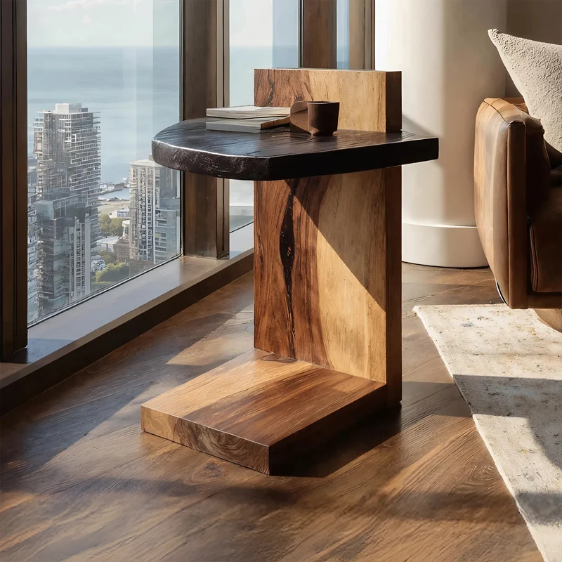 Spry Interior Handcrafted Wooden Side Table, Premium Solid Wood Accent End Table and Nightstand for Luxury Living Room, SILDTTNSTA021