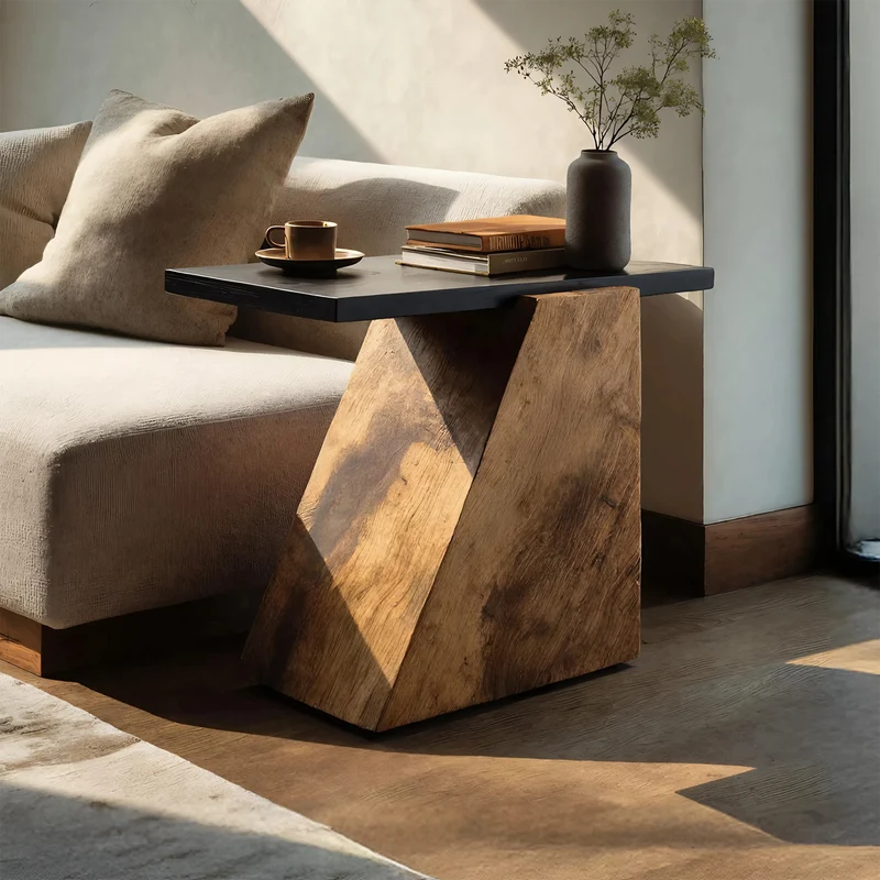 Spry Interior Modern Wooden Side Table, Premium Solid Wood End Table & Accent Pedestal for Luxury Living Room Decor, SILDTTNSTA016