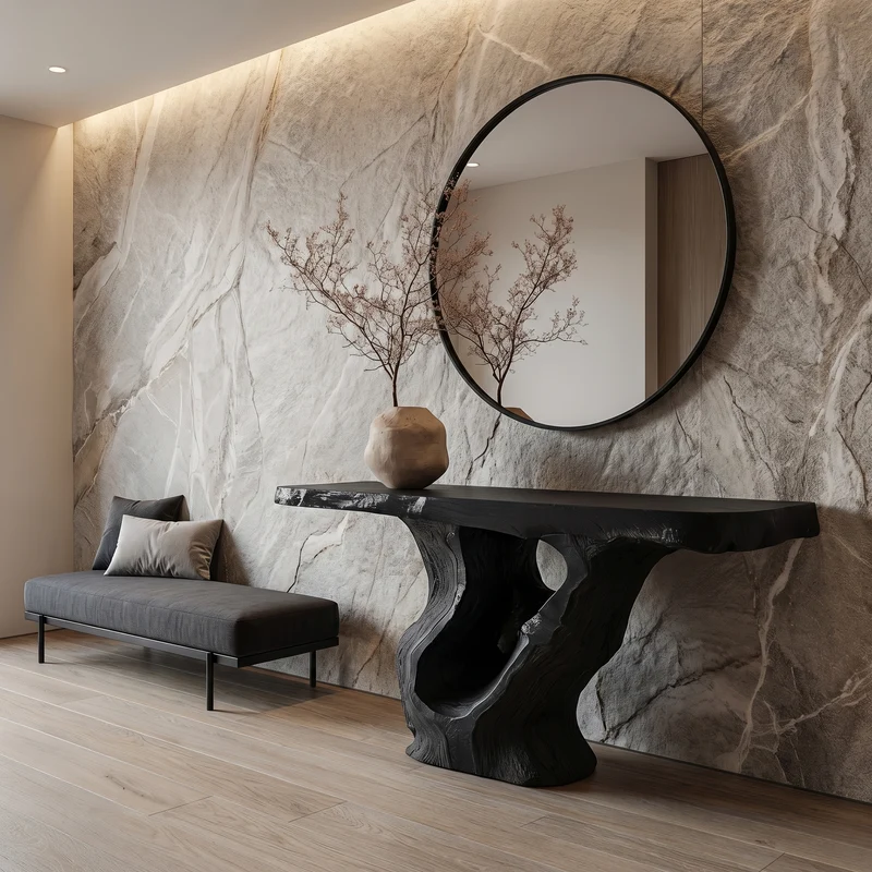 Spry Interior Sculptural Tree Root Console Table, Rustic Natural Solid Wood Entryway Table & Living Room Credenza, SINLHACS567