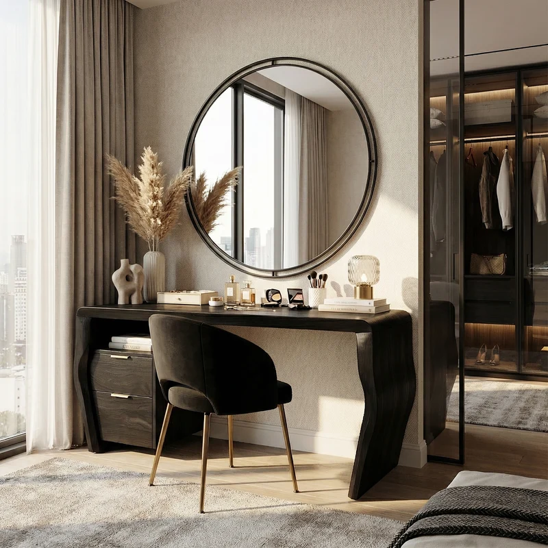 Spry Interior Mid-Century Vanity Desk, Modern Wooden Makeup Dressing Table Cabinet for Bedroom & Apartment, SILDTTRMV018