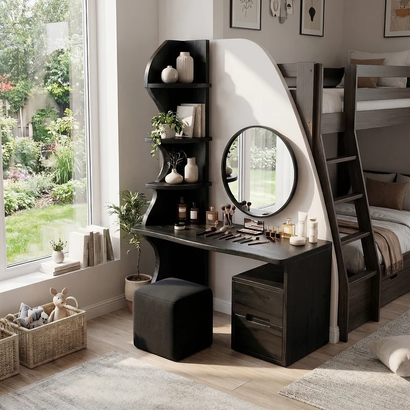 Spry Interior Luxury Vanity Table with Drawers, Premium Wood Bedroom Dressing Desk & Makeup Station, SILDTTRMV010