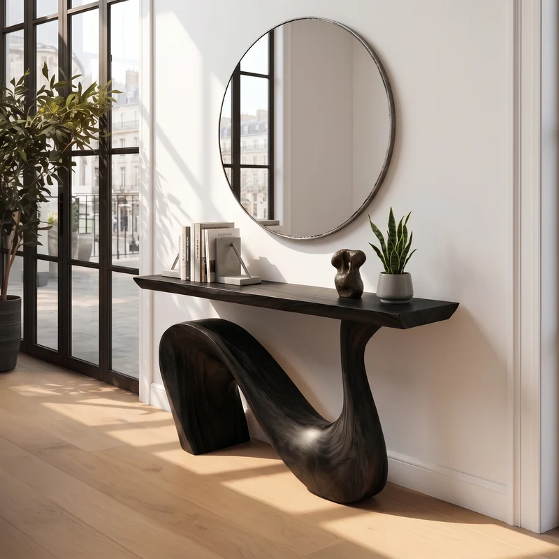 Spry Interior Modern Solid Wood Console Table, Handcrafted Wooden Entryway Foyer Table & Living Room Accent Furniture, SILDTTRCS047