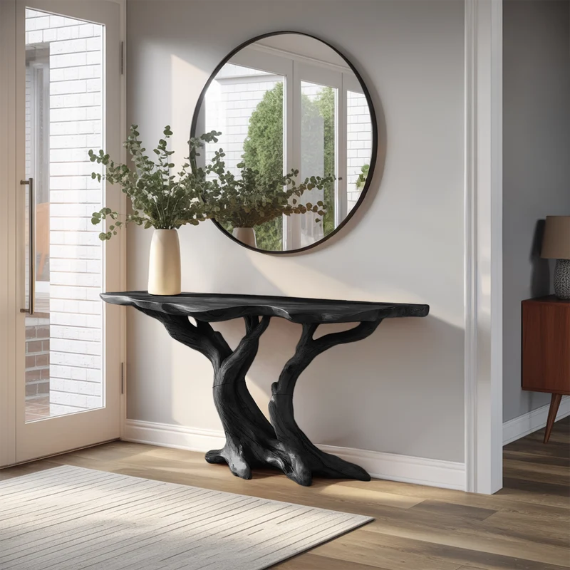 Spry Interior Modern Live Edge Console Table, Solid Wood Entryway Sofa Table for Living Room & Bedroom Decor, SILDTTRCS043