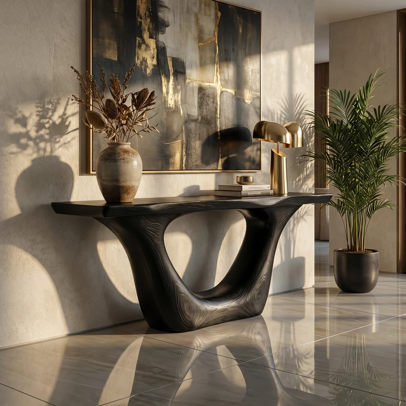 Contemporary Organic Sculptural Console Table For Entryway And Living Room Space SINLKICS565