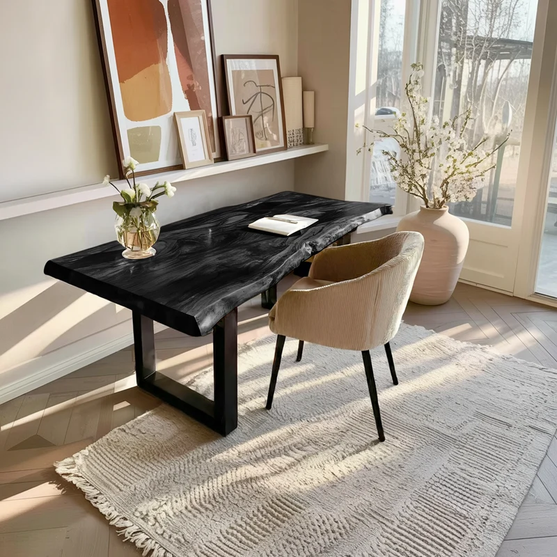 Spry Interior Farmhouse Solid Wood Desk, Handcrafted Wooden Writing Study Table for Home Office, Bedroom and Classic Library Decor, SILDTTNDE022