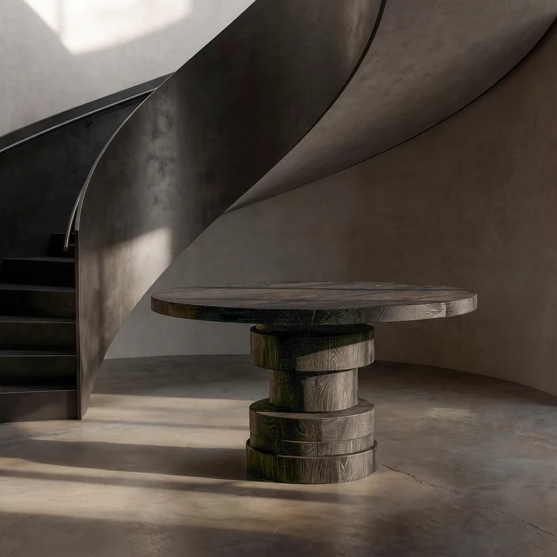 Modern Sculptural Round Foyer Table For Entryway And Living Room SINLSAFT030