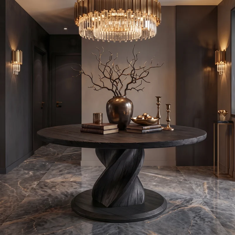 Modern Luxury Twist Pedestal Entry Table For Entryway And Hallway SINLSAFT025