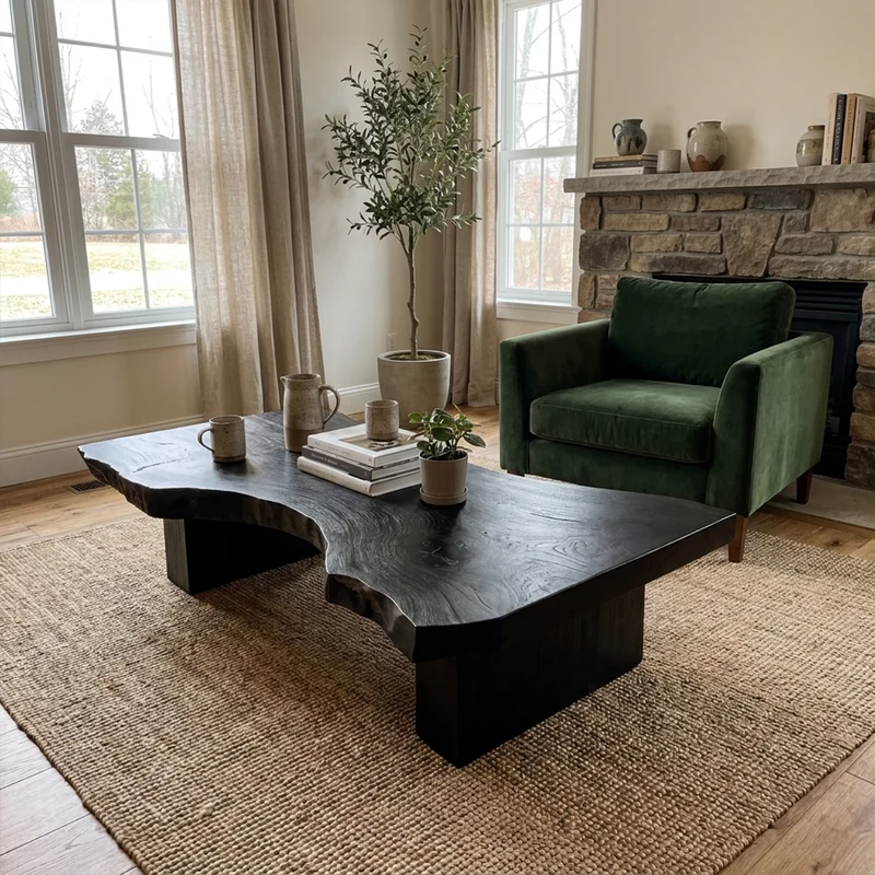 Rustic Sculptural Coffee Table Modern Living Room Display SINLKICF129