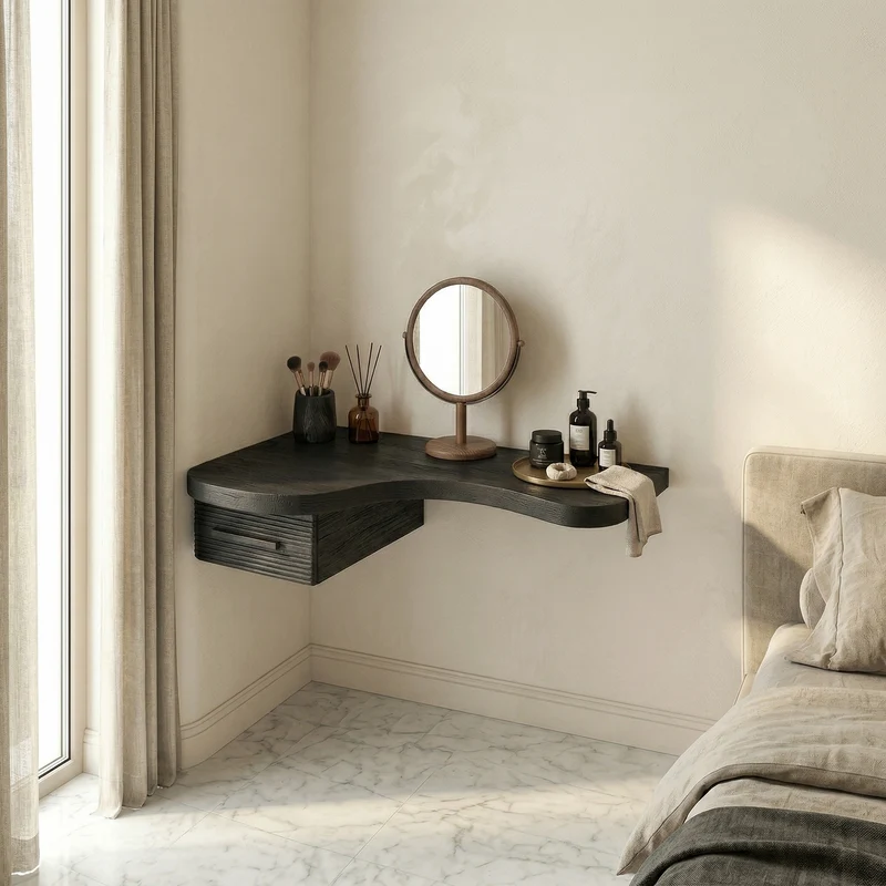 Modern Floating Dressing Table Space Saving Corner Form Bedroom SINLSABDT064
