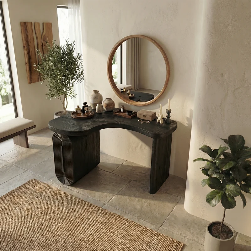 Modern Corner Makeup Vanity Desk With Drawers For Bedroom And Apartment SINLSABDT062