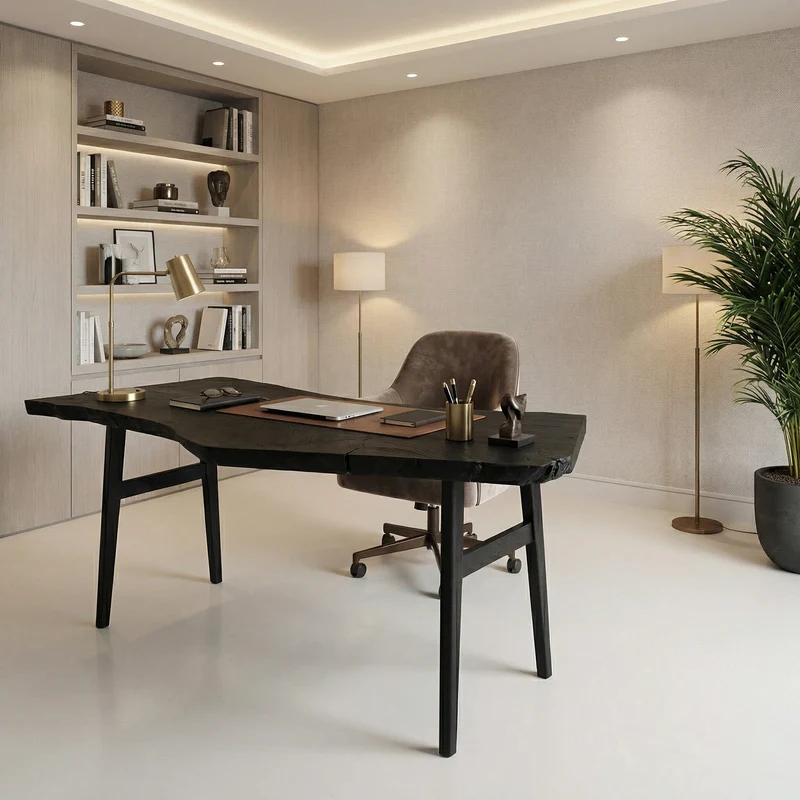 Spry Interior Modern Work Desk, Solid Wood Writing Table, Home Office computer & Study Room Desk Workstation, SINLSADK100
