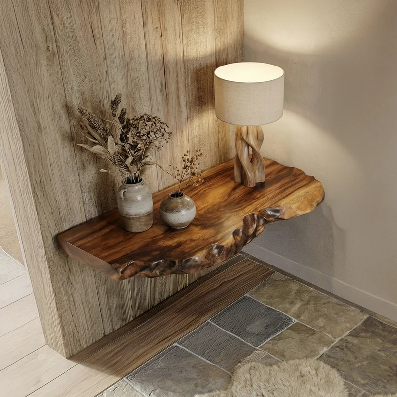 Spry Interior Rustic Floating Shelf, Solid Wood Wall Mounted Display Ledge for Living Room, Bedroom & Kitchen, SINLSAFL523