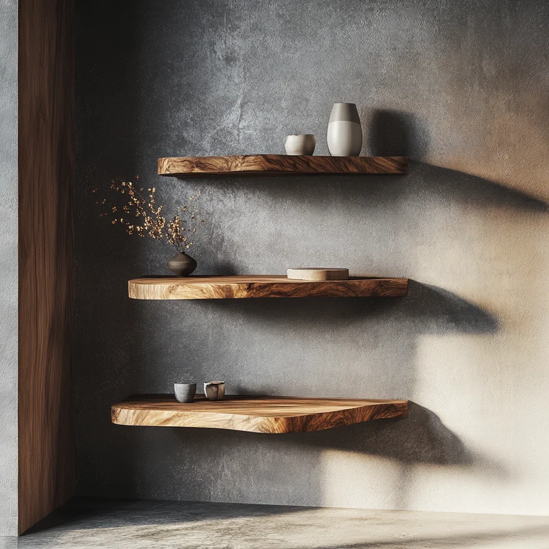 Spry Interior Rustic Artistic Solid Wood Floating Shelf, Handmade Decorative Wall Mount Shelf, Living Room Statement Art Piece, SINLSAFL421