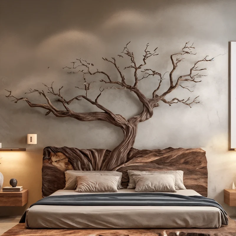 Rustic Sculptural Wall Headboard Art For Bedroom And Master Suite SINLSADH015