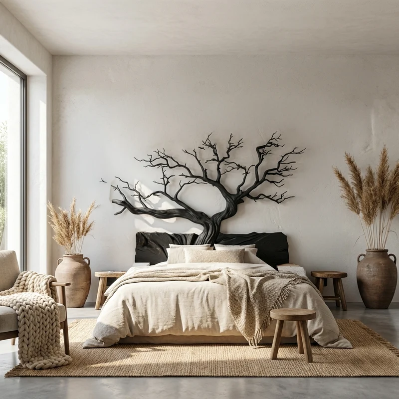 Rustic Sculptural Wall Headboard Art For Bedroom And Master Suite SINLSADH015