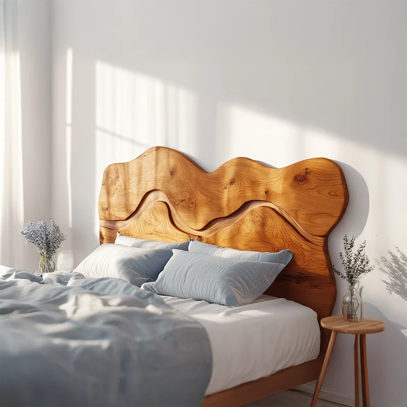 Rustic Sculptural Wall Headboard For Bedroom And Sleeping Space SINLSADH026