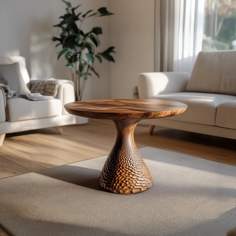 Spry Interior Sculptural Solid Wood Coffee Table, Handcrafted Artistic Center Table for Modern Living Room Home Decor, SINLSACF272