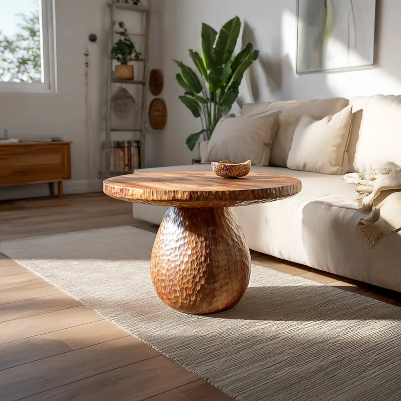 Spry Interior Organic Modern Wooden Coffee Table, Solid Hardwood Center Table for Cozy Living Room Lounge and Den Decor, SINLSACF273