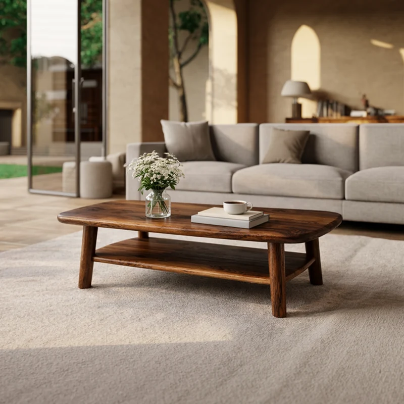 Spry Interior Refined Modern Solid Wood Coffee Table, Elegant Minimalist Center Table for Sophisticated Living Room Interior, SINLKICF285
