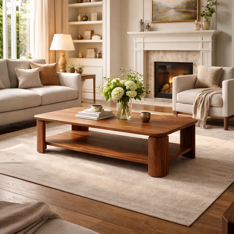 Classic Contemporary Solid Wood Coffee Table Timeless Living Room Interior SINLKICF286