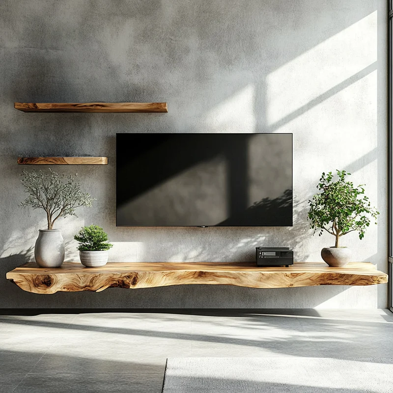 Spry Interior Rustic Wall Mounted TV Shelf, Floating Solid Wood Media Console & Entertainment Storage for Living Room, SINLKIFL321