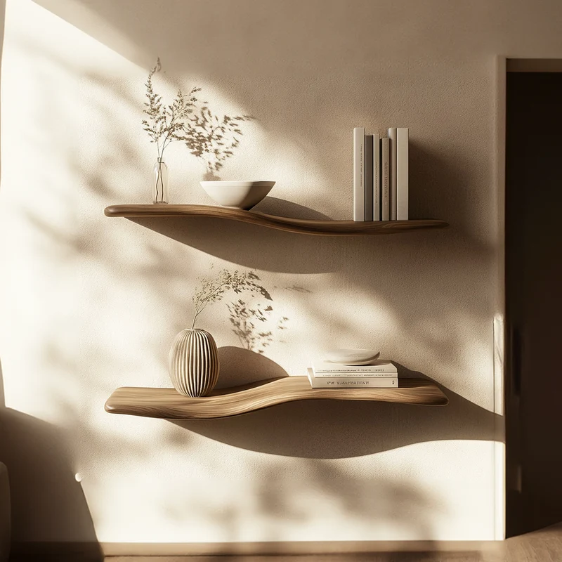 Rustic Curved Floating Shelf Handcrafted For Cozy Home Decor SINLKIFL314
