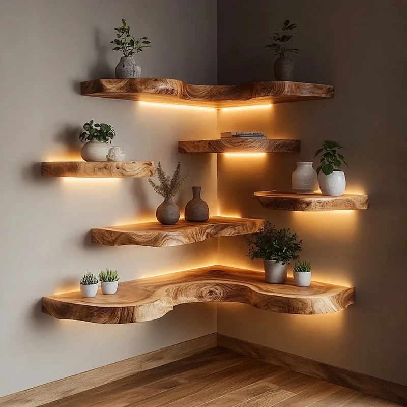 Rustic Floating Corner Shelf For Home Styling SINLKIFL330