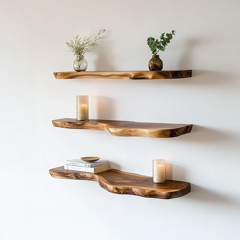Spry Interior Rustic Floating Display Shelf, Wall Mounted Solid Wood Ledge Organizer for Bathroom, Bedroom & Living Room, SINLSAFL335