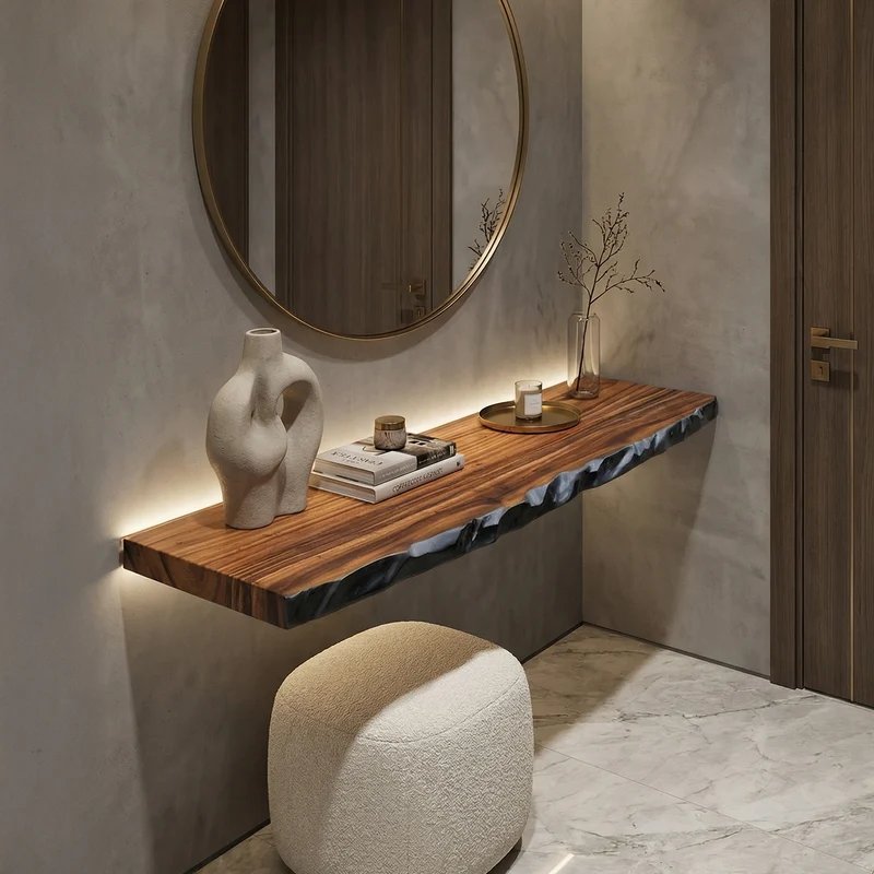 Spry Interior Live Edge Wood Floating Shelf, Rustic Solid Wood Wall Mounted Display Ledge for Living Room, SINLSAFL522
