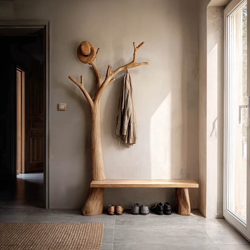 Rustic Standing Tree Coat Rack Entryway And Living Room SINLKITCR107