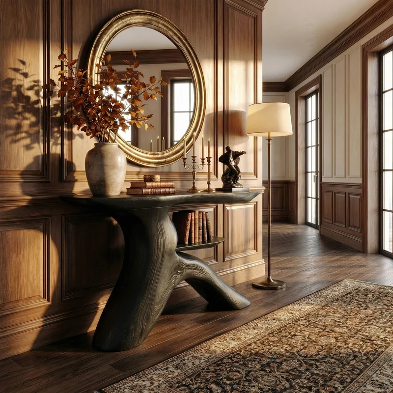 Spry Interior Minimalist Console Table, Natural Solid Wood Narrow Entryway Sofa Table for Living Room, SINLKICS533