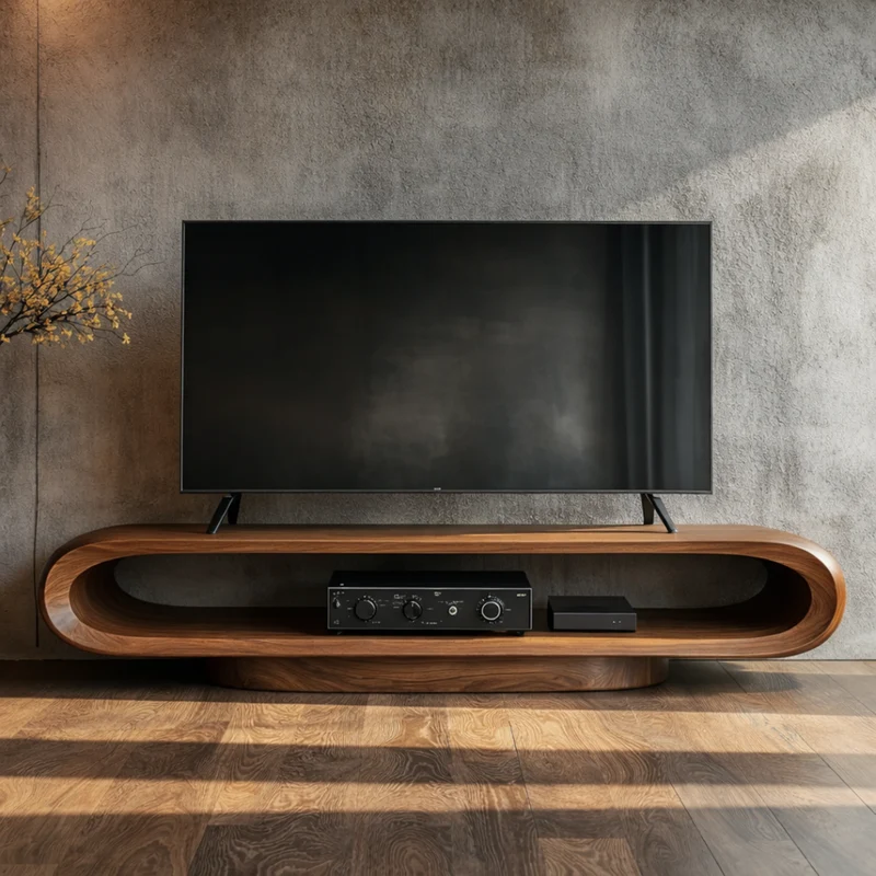 Artistic Curved TV Stand Entertainment Living Room And Lounge SINLKITC015