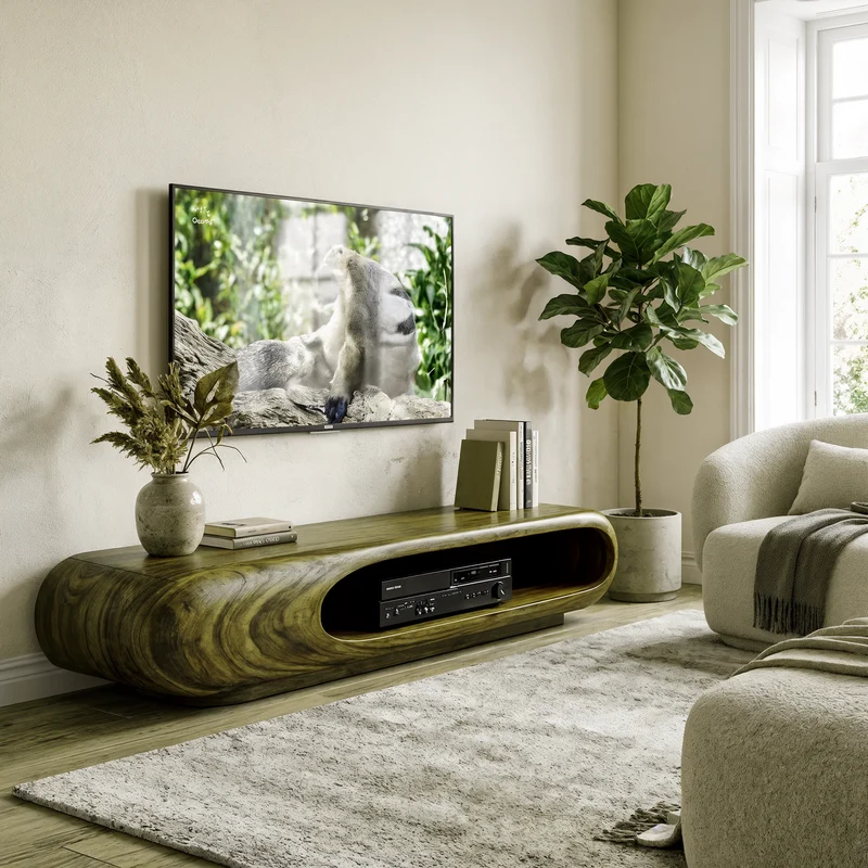 Sculptural Wood TV Stand Entertainment Unit Living Room SINLKITC014