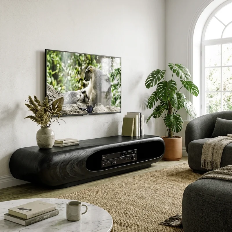 Sculptural Wood TV Stand Entertainment Unit Living Room SINLKITC014