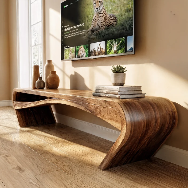Spry Interior Modern TV Console, Solid Wood Media Stand & Entertainment Center for Living Room & Lounge, SINLKITS003