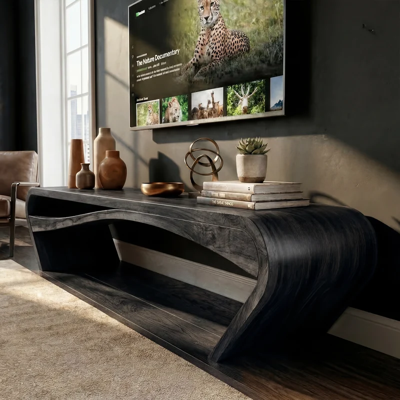 Spry Interior Modern TV Console, Solid Wood Media Stand & Entertainment Center for Living Room & Lounge, SINLKITS003