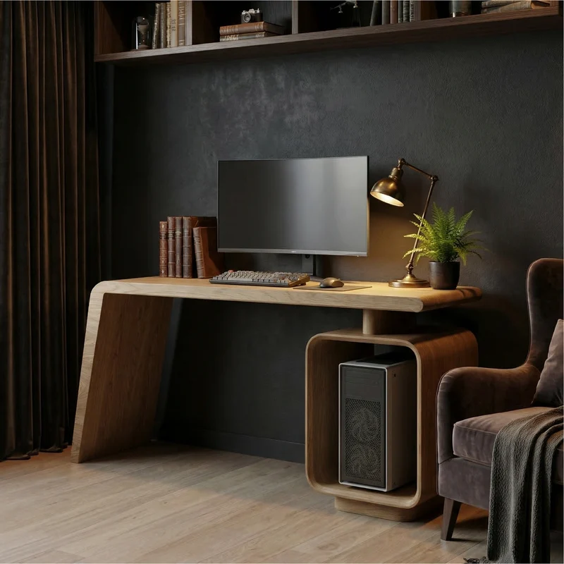 Spry Interior Modern Work Desk, Solid Wood Computer PC Writing Desk for Home Office & Study Room, SINLSADK095
