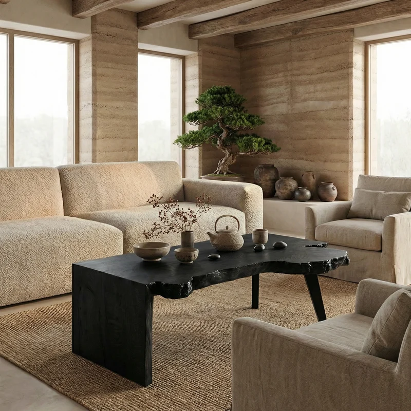 Spry Interior Modern Solid Wood Coffee Table, Minimalist Accent Center Table for Living Room & Cozy Lounge, SINLSACF348