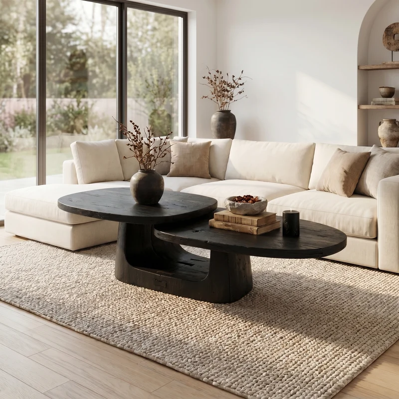 Spry Interior Modern Coffee Table Set, Nesting Solid Wood Accent Center Tables for Living Room & Bedroom, SINLSACF335
