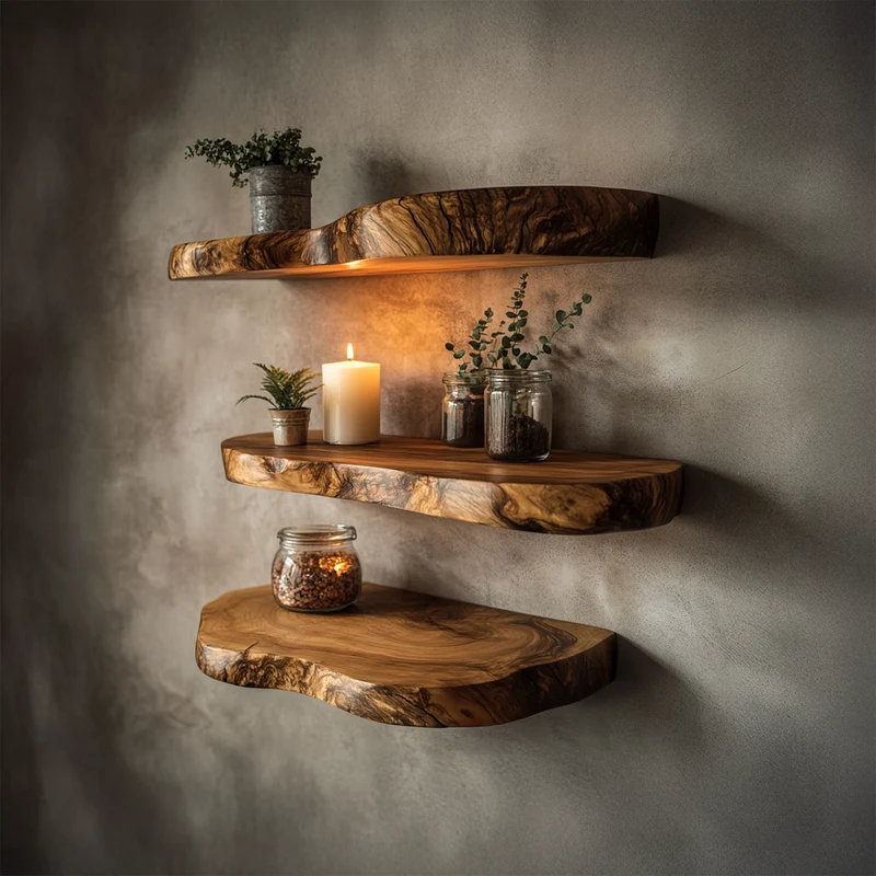 Rustic Organic Wall Shelf For Living Room And Interior Decor SINLSAFL519