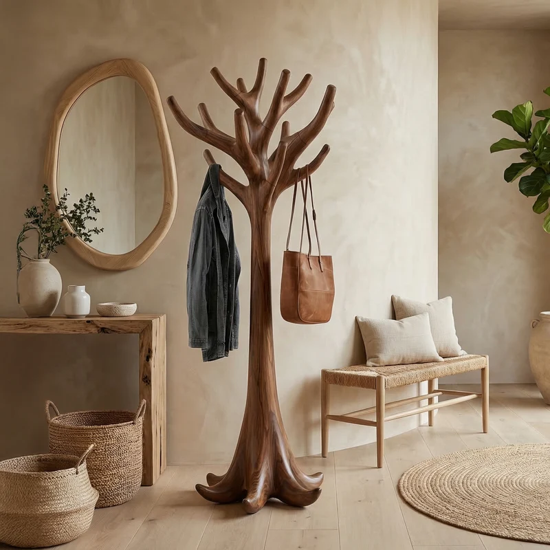 Rustic Artistic Tree Coat Rack For Entryway And Interior Space SINLSATCR104