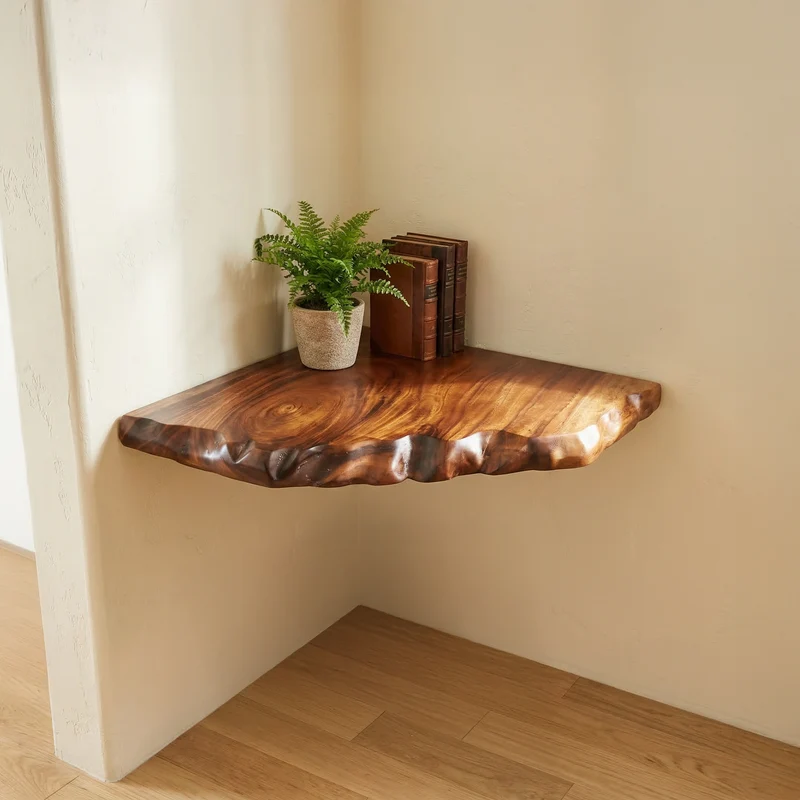 Spry Interior Rustic Decorative Corner Shelf, Solid Wood Wall Mounted Display Rack for Living Room & Lounge, SINLSACN018