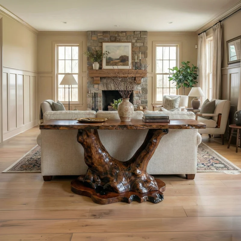 Organic Tree Root Style Console Table Solid Wood Living Room SINLSACS519