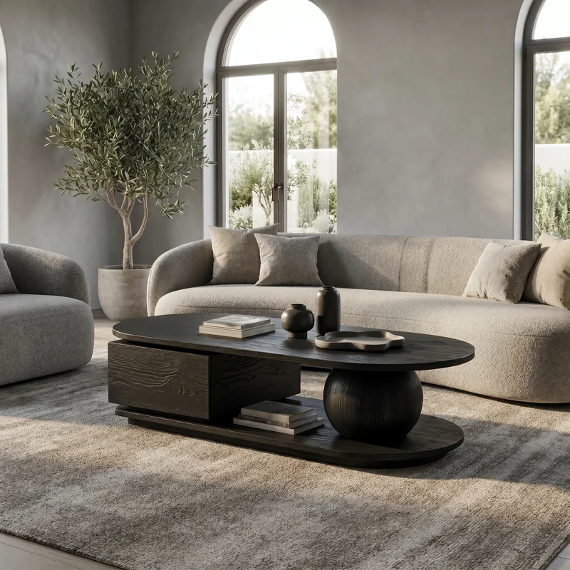 Spry Interior Rustic Coffee Table, Solid Wood Live Edge Accent Center Table for Living Room & Lounge, SINLSACF331