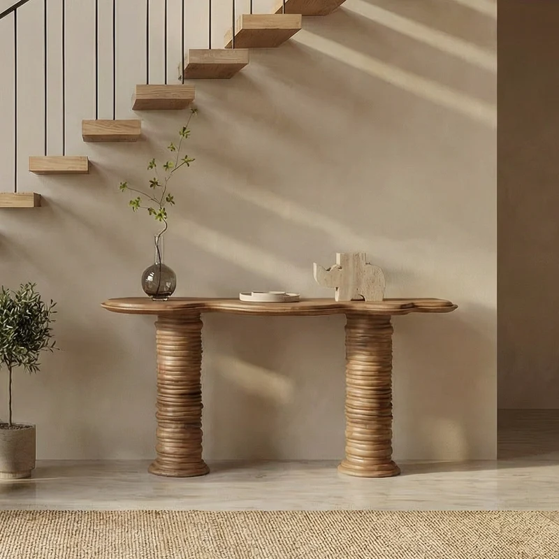 Spry Interior Rustic Console Table, Solid Wood Narrow Sofa Table for Entryway, Living Room & Hallway, SINLSACS524