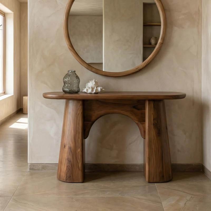 Spry Interior Organic Minimalist Solid Wood Console Table, Slim Entryway Table for Modern Living Room, Natural Wood Hallway Accent, SINLSACS521